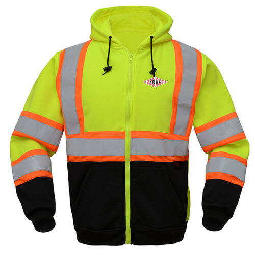 TRAA - GSS Safety Class 3 Two Tone Reflective Tape Full Zip Hooded Sweatshirt with Black Bottom Thumbnail